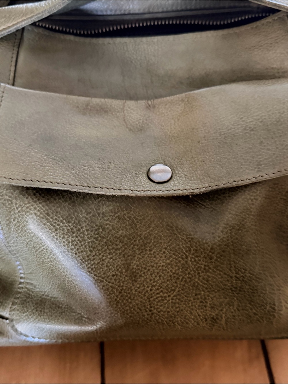 Olive Green Leather Shoulder Bag